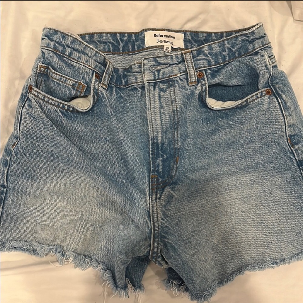Reformation Light Blue Denim Jean Shorts